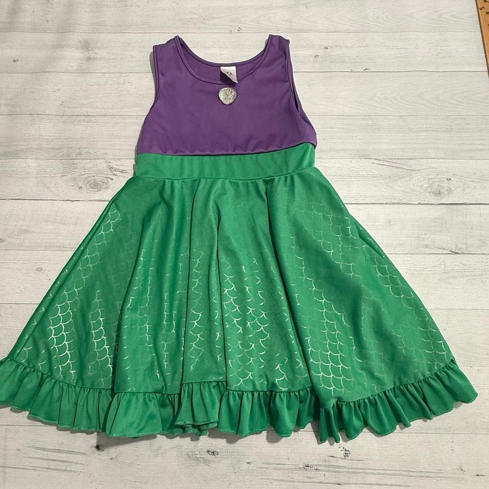 Little Adventures Mermaid Princess Twirl Dress purple green size 6